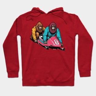 Funny Bobsleigh with Bigfoot Crews in Winter Sports Bobsleighing Christmas Hoodie